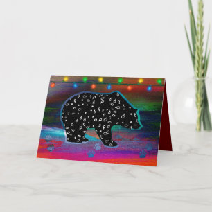 Black Bear Spirit Northern Light Colours Holiday C Card