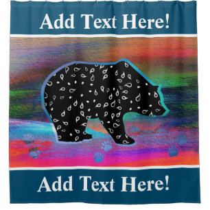 Black Bear Spirit Northern Light Colours Shower Cu Curtain
