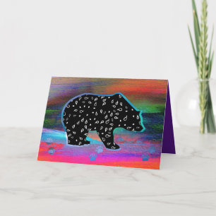 Black Bear Spirit Northern Light Colours Thank You Card