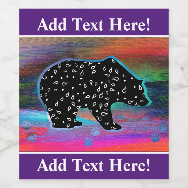 Black Bear Spirit Northern Lights  Wine Label (Single Label)