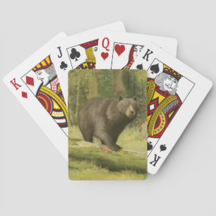 Black Bear Stepping on a Tree Trunk Playing Cards