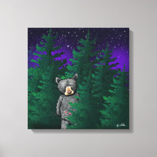 Black Bear Stretched Canvas Print