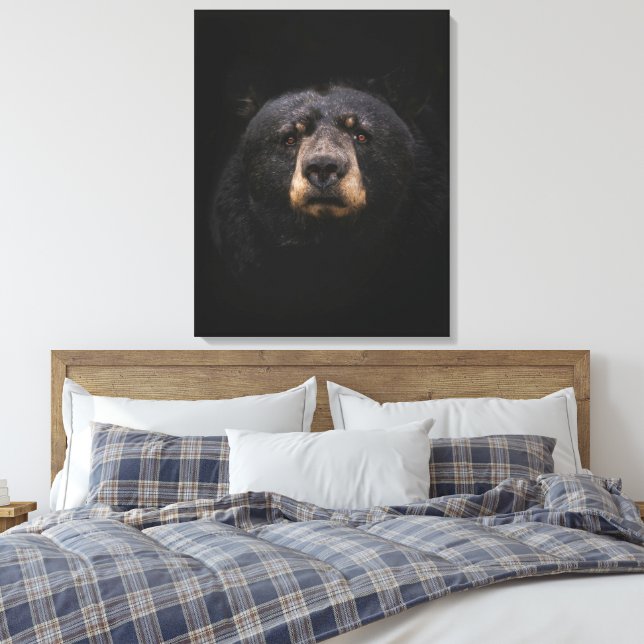 BLACK BEAR Stretched Canvas Print (Insitu(Bedroom))