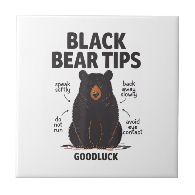 Black Bear Tips good luck  Tile (Front)