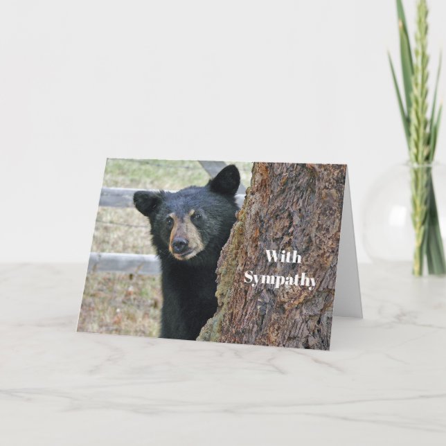 Black Bear Tree Photo Sympathy Card (Front)