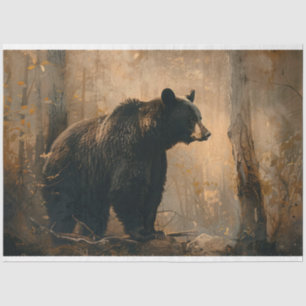 Black Bear Vintage Oil Painting Decoupage Tissue Paper