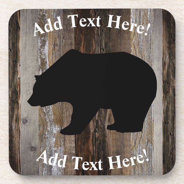 Black Bear Vintage Wood  Rustic Wood Coaster (Front)