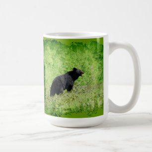 Black Bear Walking in Grass Art Coffee Mug