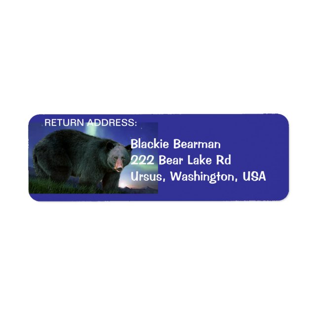BLACK BEAR Wildlife Return Address Labels (Front)