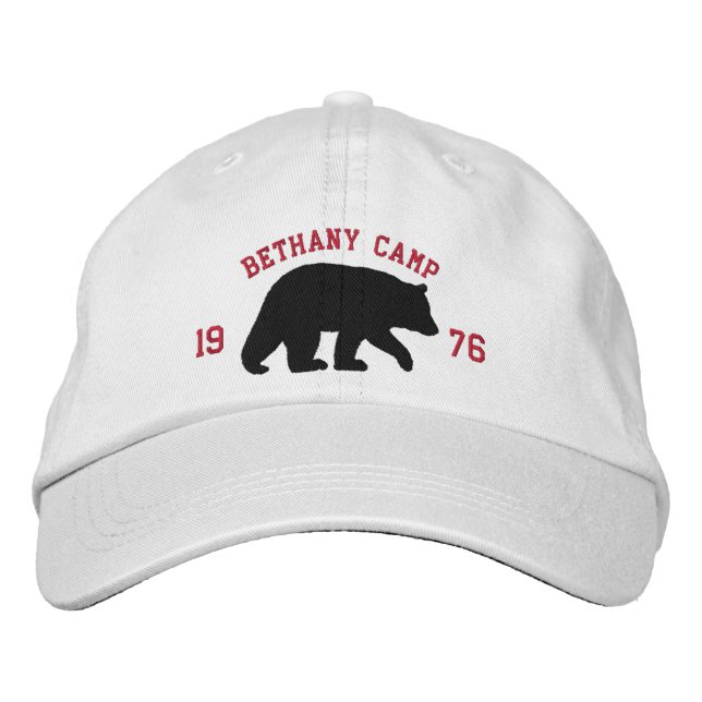 Black Bear with Customisable Text Embroidered Hat (Front)