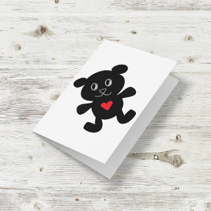 Black Bear with Red Heart Card