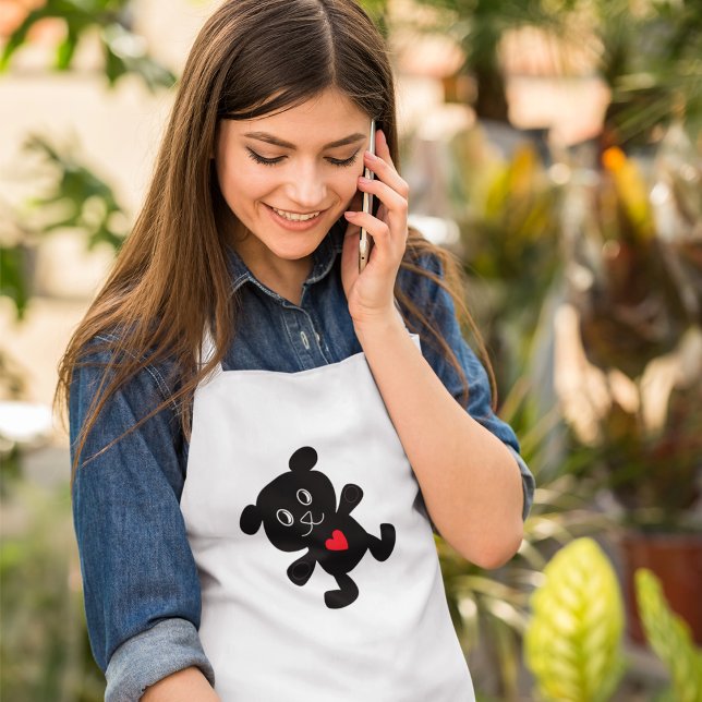 Black Bear with Red Heart Standard Apron (Creator Uploaded)
