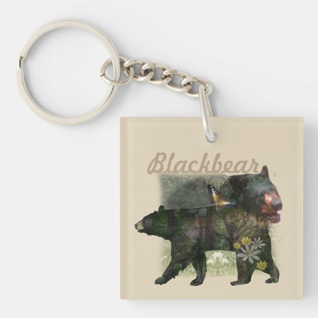 Black Bear Woodland Within Key Ring (Front)