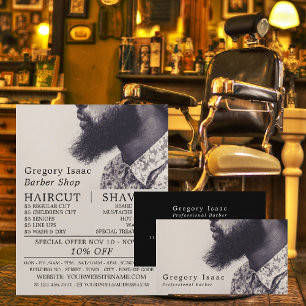 Black Beard Model, Men's Barbers Advertising Flyer