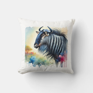 Black Bearded Blue Wildebeest 290824AREF129 - Wate Cushion