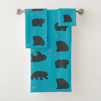 Black Bears Bath Towel Set