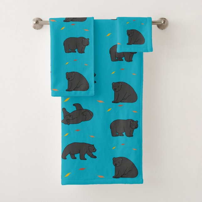 Black Bears Bath Towel Set (Insitu)