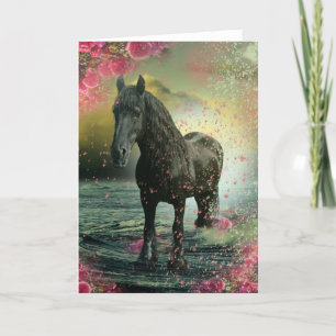 Black Beauty Friesian Horse - Greeting Card