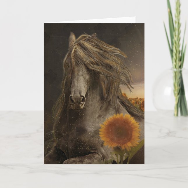 Black Beauty Friesian Horse - Greeting Card (Front)