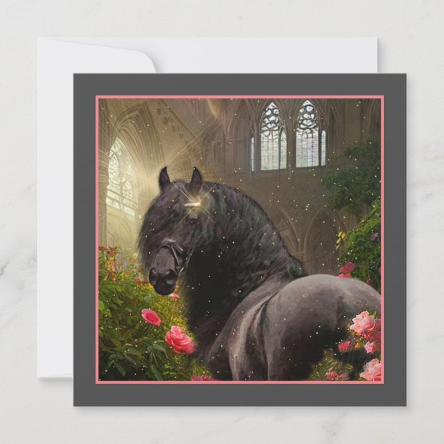 Black Beauty Friesian Horse - Greeting Card (Front)