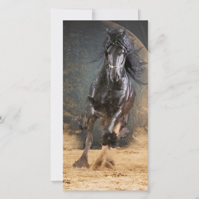 Black Beauty Friesian Horse - Greeting Card (Front)