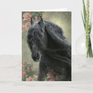 Black Beauty Friesian Horse - Greeting Card