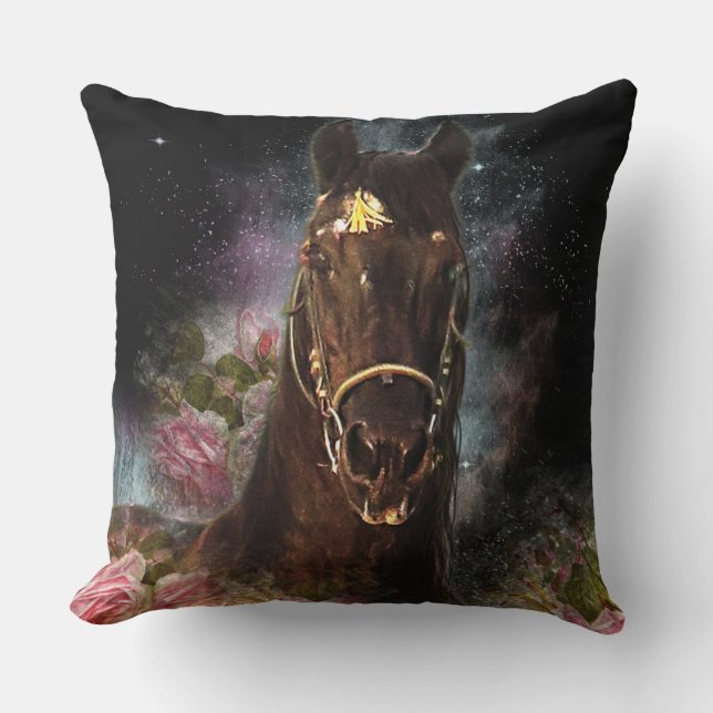 Black Beauty Friesian Horse - Pillow (Front)