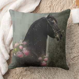 Black Beauty Friesian Horse - Pillow