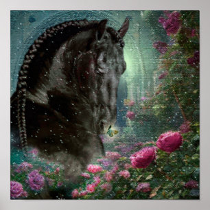 Black Beauty Friesian Horse - Poster