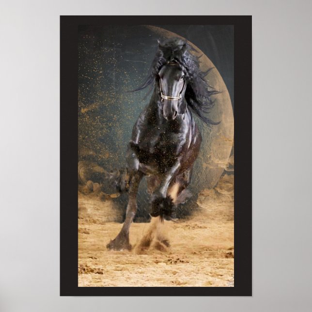 Black Beauty Friesian Horse - Poster (Front)