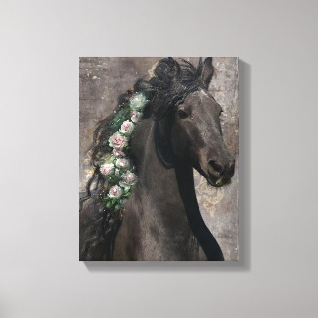 Black Beauty Friesian Horse - Wrapped Canvas (Front)