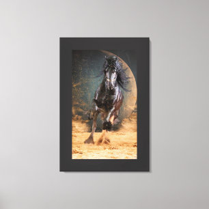 Black Beauty Friesian Horse - Wrapped Canvas