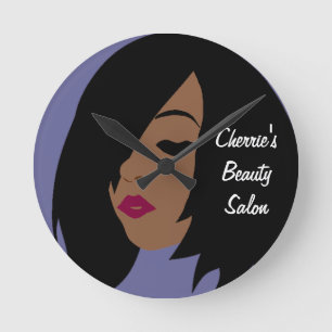 Black Beauty Salon Wall Clock- Customisable Round Clock
