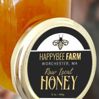 Black Bee Honey Farm Name Apiary Logo Yellow