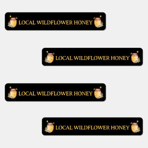 Black Bee Honey Label Metallic Gold Text