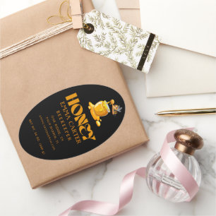 Black Bee Honey Label Metallic Gold Text