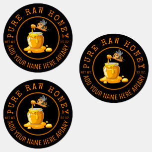 Black Bee Honey Label Metallic Gold Text 