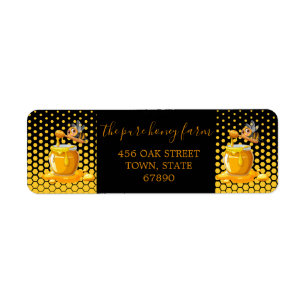 Black Bee Honey Label Metallic Gold Text