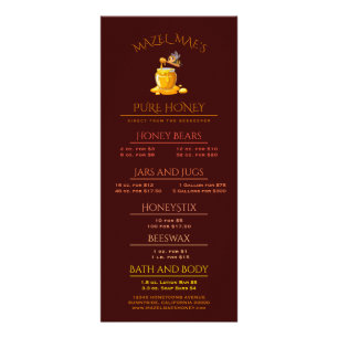 Black Bee Honey Label Metallic Gold Text Rack Card