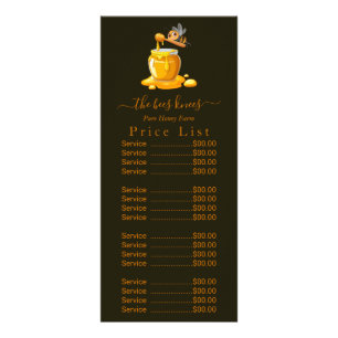 Black Bee Honey Label Metallic Gold Text Rack Card