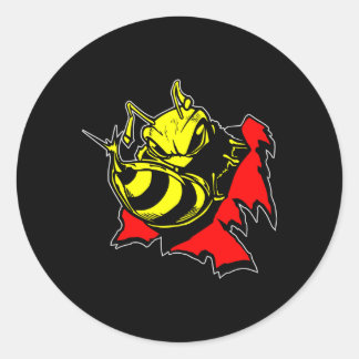 Black Bee Tearout Classic Round Sticker