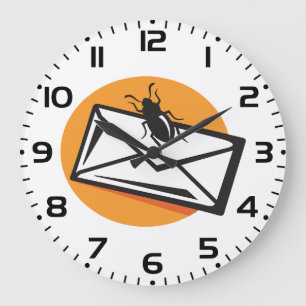 Black Beetle Insect on Envelope Large Clock