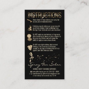 Black Before After Care Instruction Spray Tan Business Card
