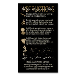 Black Before After Icon Care Instruction Spray Tan Magnetic Business Card