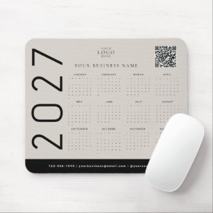 Black Beige 2027 Calendar Business Logo Corporate Mouse Pad