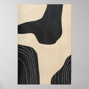 Black & Beige Abstract Art Giclée Print Modern