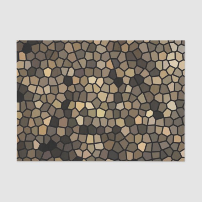 Black, Beige and Brown Mosaics Tissue Paper (Front)