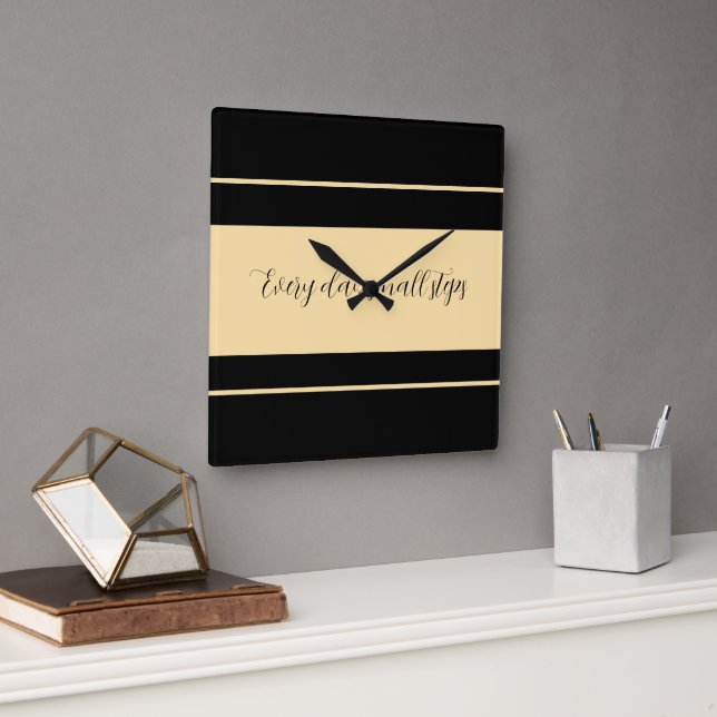 Black & Beige broad striped Square Wall Clock (Office)