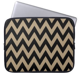 Black Beige Chevron Pattern Laptop Sleeve