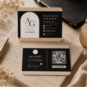 Black Beige Luxury QR Branding Appointment Card